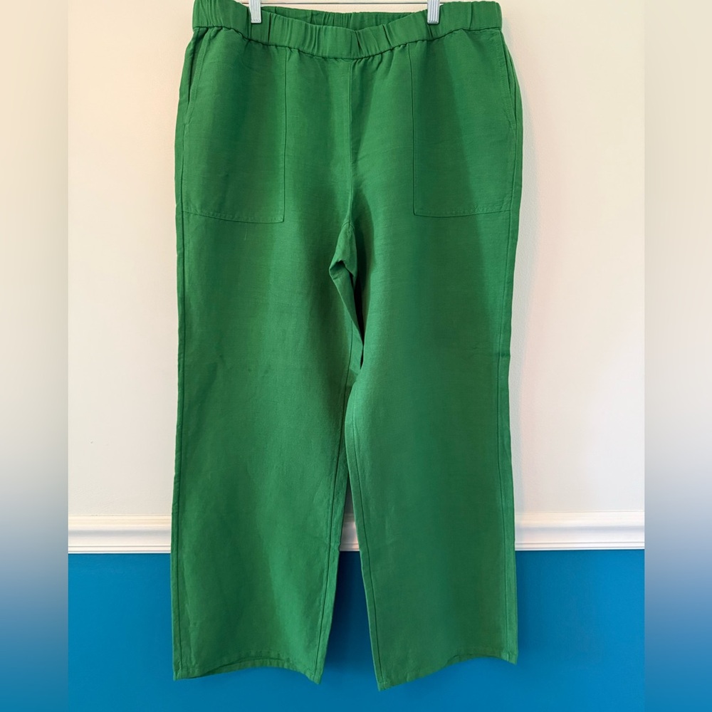J. Jill Green Linen Blend Pants EUC! - Picture 3 of 9